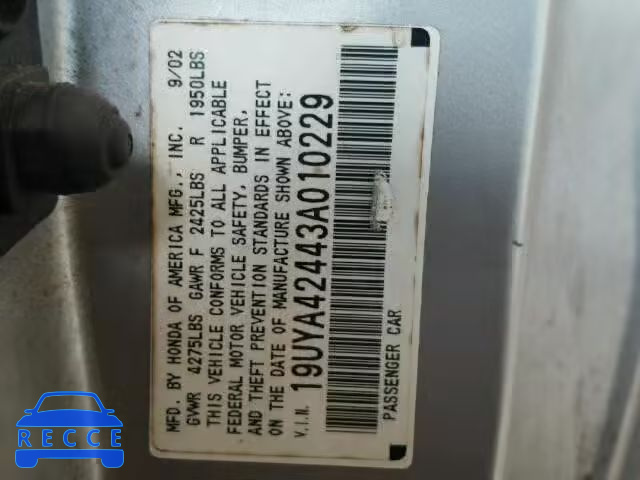 2003 ACURA 3.2 CL 19UYA42443A010229 image 9