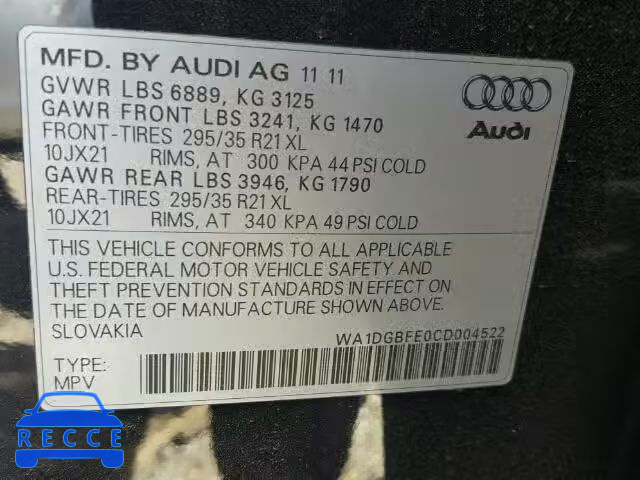 2012 AUDI Q7 PRESTIG WA1DGBFE0CD004522 image 9