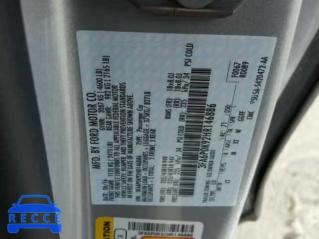 2017 FORD FUSION TIT 3FA6P0K92HR146886 image 9