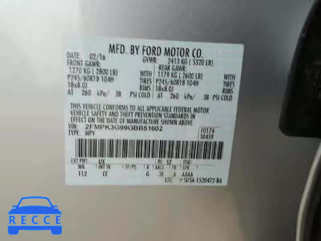 2016 FORD EDGE SE 2FMPK3G99GBB51602 image 9