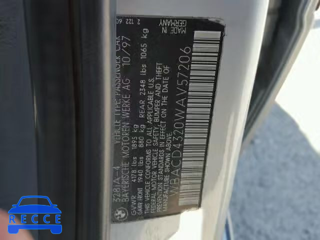 1998 BMW 328I AUTOMATIC WBACD4320WAV57206 image 9