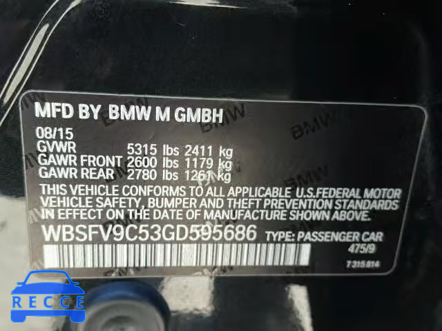 2016 BMW M5 WBSFV9C53GD595686 зображення 9