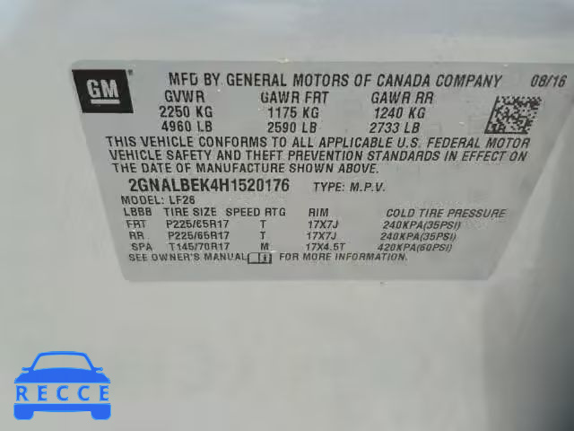 2017 CHEVROLET EQUINOX LS 2GNALBEK4H1520176 image 9