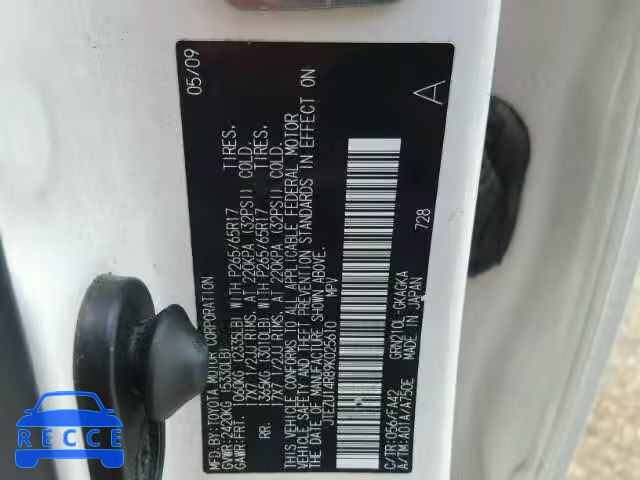 2009 TOYOTA 4RUNNER SR JTEZU14R89K025610 image 9