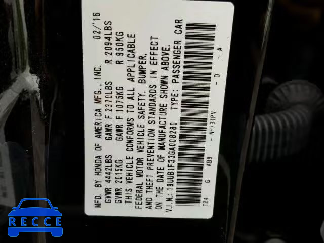 2016 ACURA TLX 19UUB1F33GA008280 image 9