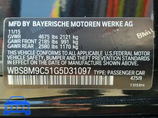 2016 BMW M3 WBS8M9C51G5D31097 image 9