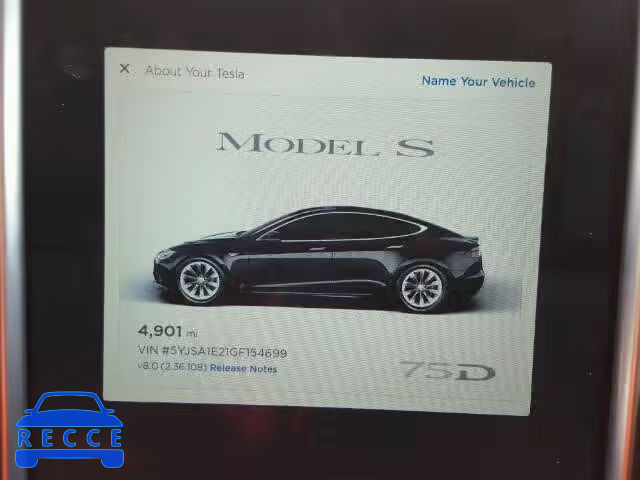 2016 TESLA MODEL S 5YJSA1E21GF154699 зображення 7