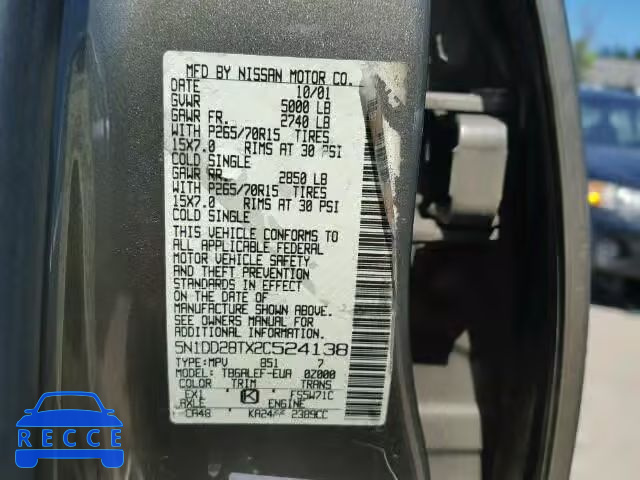 2002 NISSAN XTERRA XE 5N1DD28TX2C524138 image 9