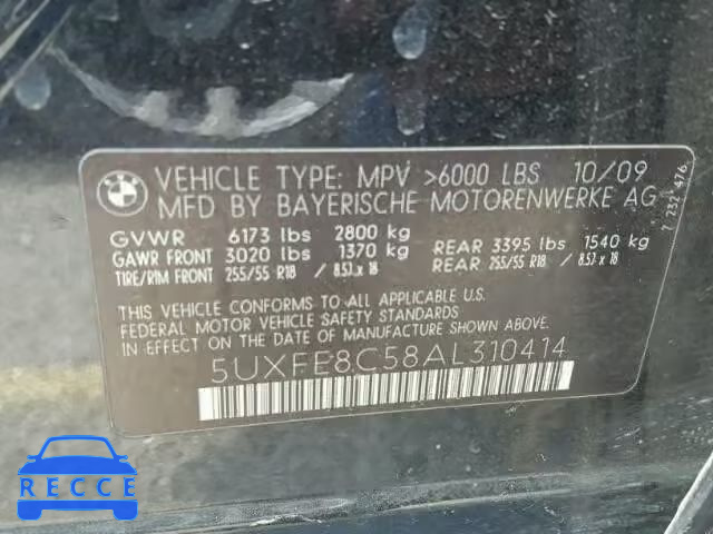 2010 BMW X5 XDRIVE4 5UXFE8C58AL310414 image 9