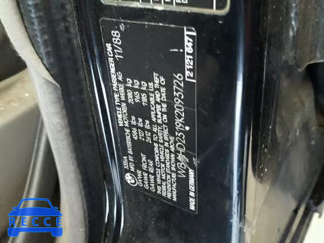 1989 BMW 535I AUTOMATIC WBAHD2319K2093726 image 9