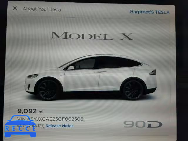 2016 TESLA MODEL X 5YJXCAE25GF002506 image 7