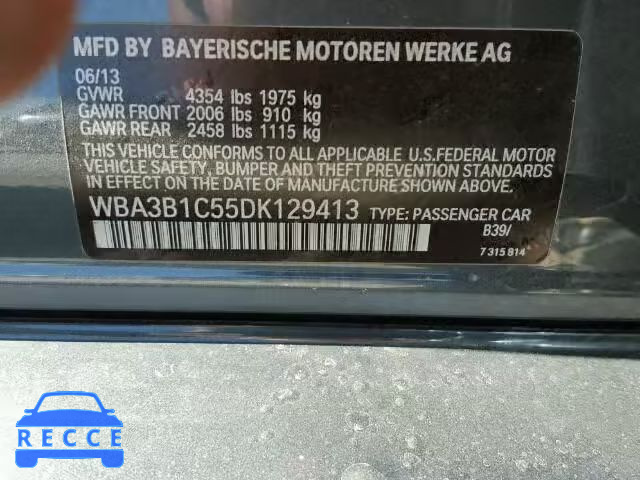 2013 BMW 320I WBA3B1C55DK129413 зображення 9