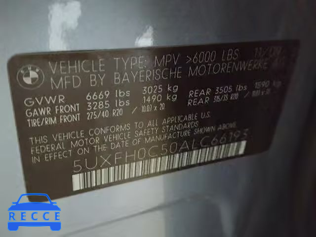2010 BMW X6 HYBRID 5UXFH0C50ALC66193 image 9