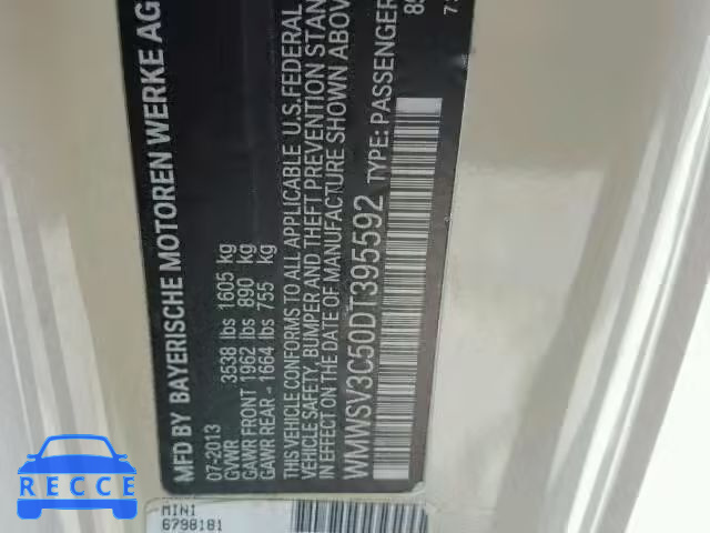 2013 MINI COOPER S WMWSV3C50DT395592 image 9