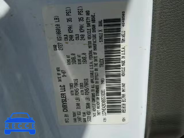 2008 DODGE DAKOTA SLT 1D7HE42KX8S518391 image 9