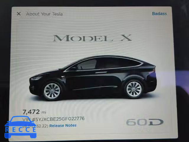 2016 TESLA MODEL X 5YJXCBE25GF022776 зображення 7