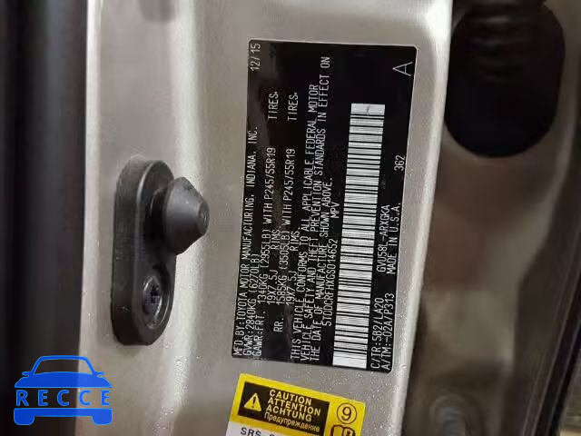 2016 TOYOTA HIGHLNDER 5TDDCRFHXGS014652 image 9