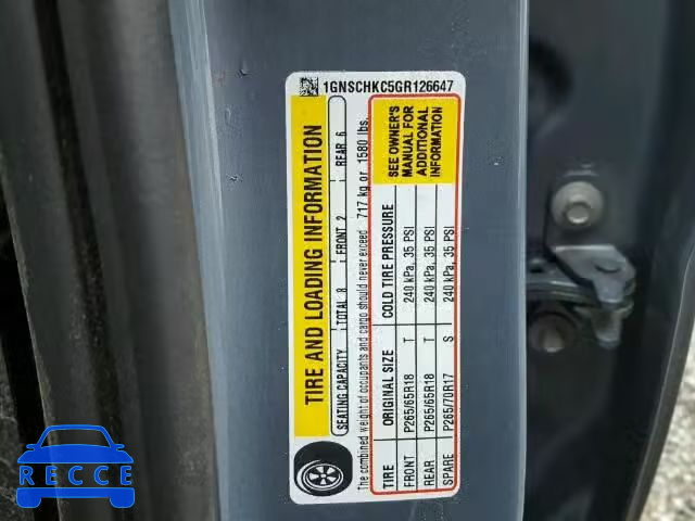 2016 CHEVROLET C1500 SUBU 1GNSCHKC5GR126647 Bild 9