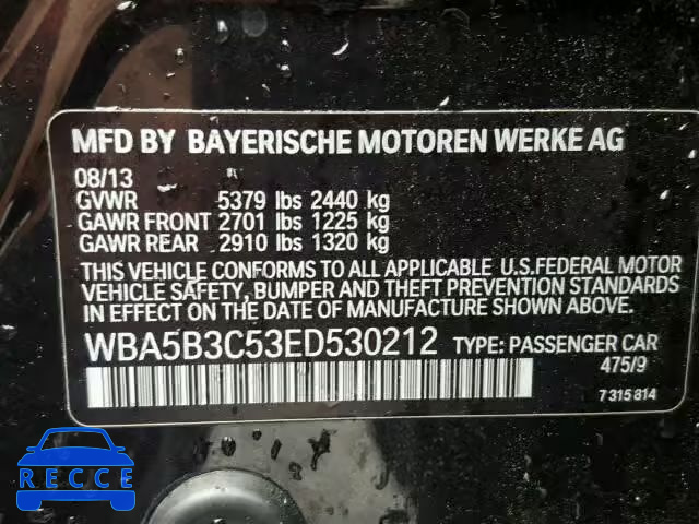 2014 BMW 535XI WBA5B3C53ED530212 image 9