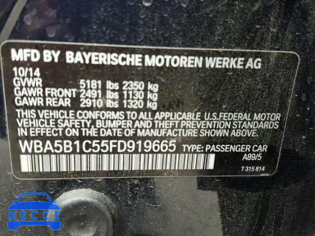 2015 BMW 535I WBA5B1C55FD919665 image 9