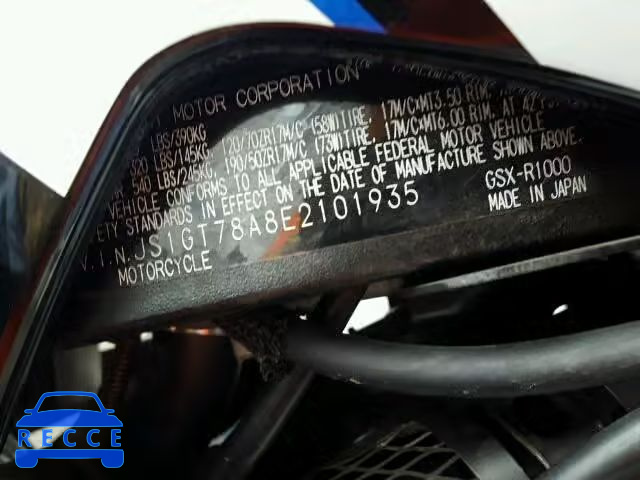 2014 SUZUKI GSX-R1000 JS1GT78A8E2101935 зображення 9