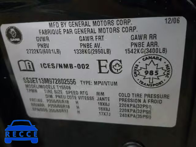 2007 SAAB 9-7X 5.3I 5S3ET13M972802556 image 9