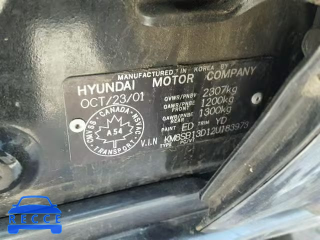 2002 HYUNDAI SANTA FE B KM8SB13D12U183973 зображення 9