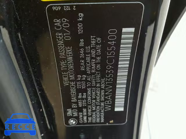 2009 BMW 528 XI WBANV13539C155400 image 9