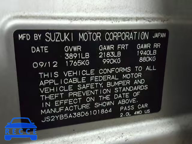 2013 SUZUKI SX4 BASE JS2YB5A38D6101864 image 9