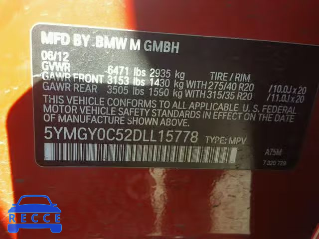 2013 BMW X5 M 5YMGY0C52DLL15778 image 9
