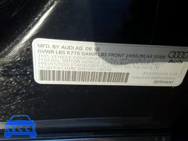 2011 AUDI A8 QUATTRO WAUAVAFD6BN000965 image 9