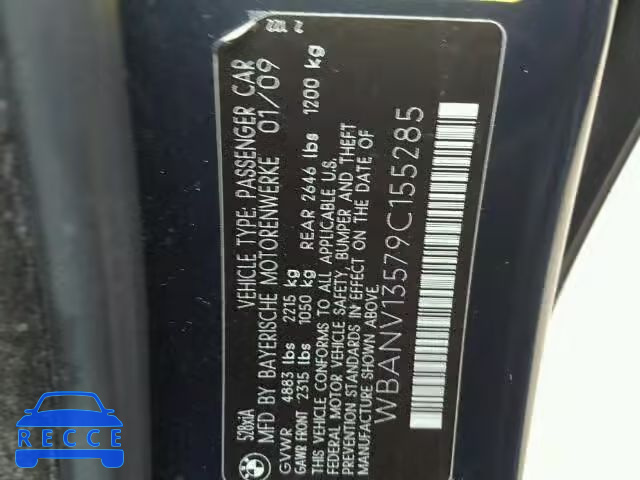 2009 BMW 528 XI WBANV13579C155285 image 9