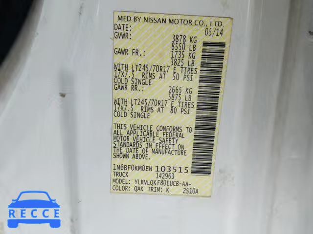 2014 NISSAN NV 1500 1N6BF0KM0EN103515 image 9