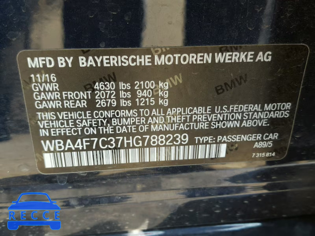 2017 BMW 430I GRAN WBA4F7C37HG788239 зображення 9