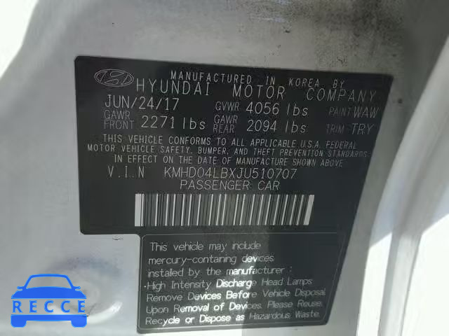 2018 HYUNDAI ELANTRA SP KMHD04LBXJU510707 image 9