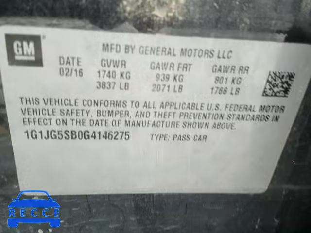 2016 CHEVROLET SONIC RS 1G1JG5SB0G4146275 image 9