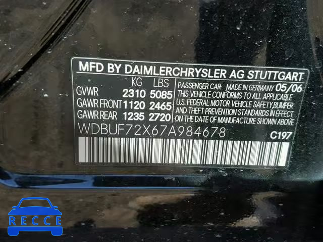 2007 MERCEDES-BENZ E 550 WDBUF72X67A984678 Bild 9