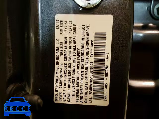 2018 HONDA CR-V EX 7FARW1H51JE010104 Bild 9