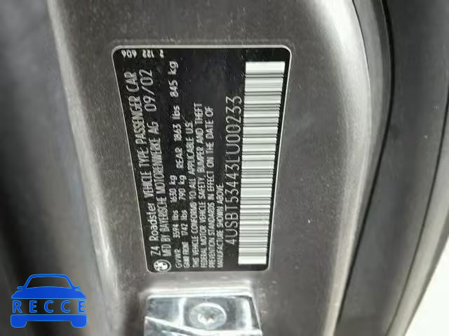 2003 BMW Z4 3.0 4USBT53443LU00233 image 9