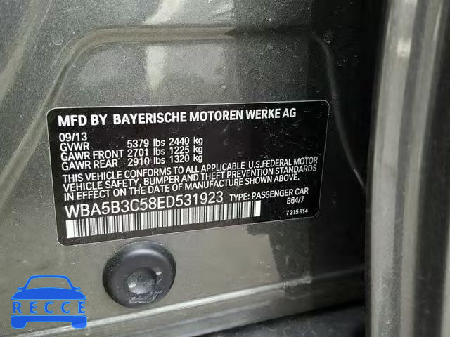 2014 BMW 535 XI WBA5B3C58ED531923 image 9