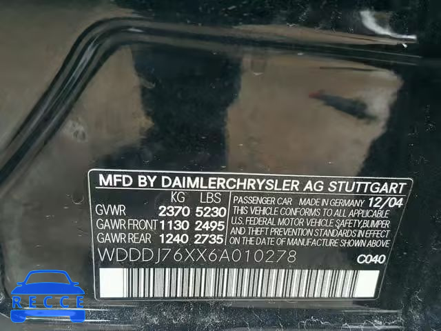 2006 MERCEDES-BENZ CLS 55 AMG WDDDJ76XX6A010278 зображення 9