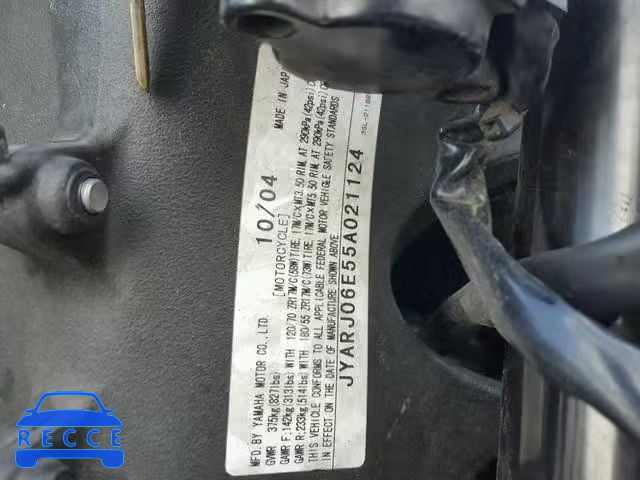 2005 YAMAHA YZFR6 L JYARJ06E55A021124 image 9