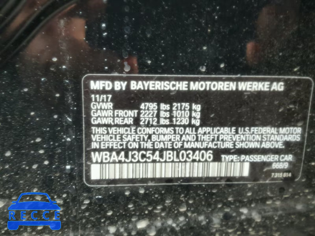 2018 BMW 430XI GRAN WBA4J3C54JBL03406 зображення 9