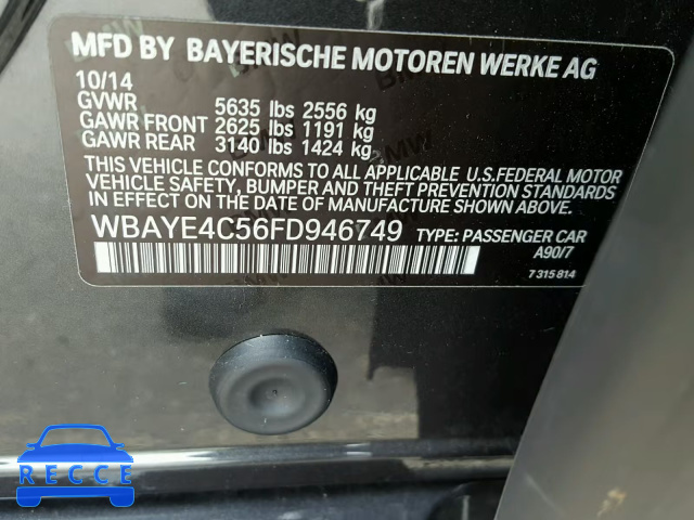 2015 BMW 740 LI WBAYE4C56FD946749 image 9