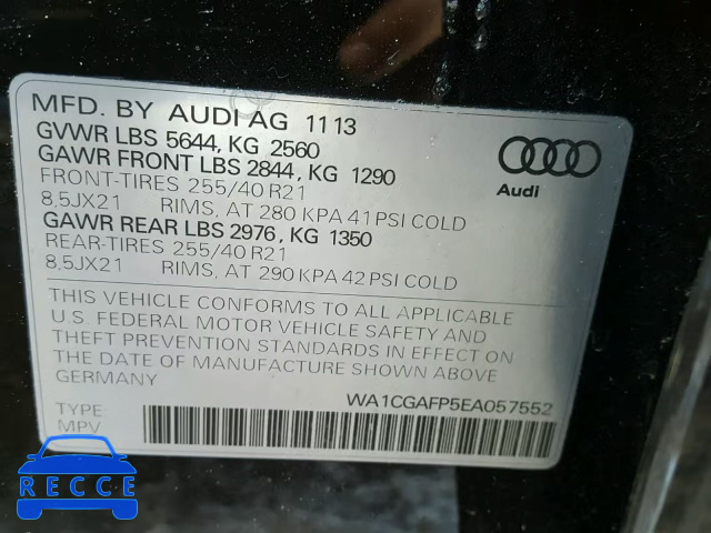 2014 AUDI SQ5 PREMIU WA1CGAFP5EA057552 image 9