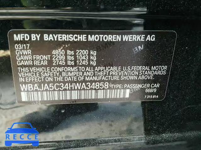 2017 BMW 530 I WBAJA5C34HWA34858 image 9