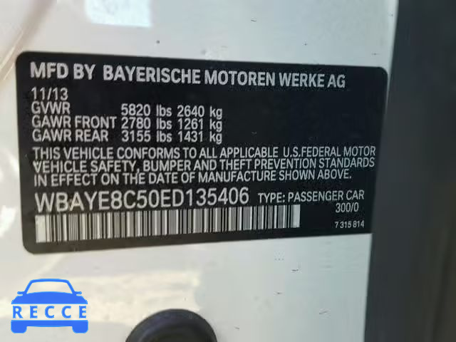 2014 BMW 750 LI WBAYE8C50ED135406 зображення 9
