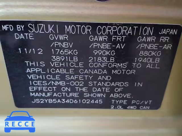 2013 SUZUKI SX4 BASE JS2YB5A34D6102445 image 9