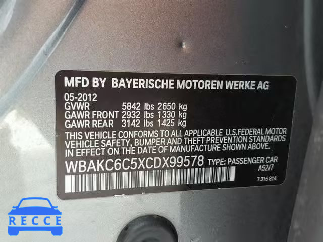 2012 BMW 750I XDRIV WBAKC6C5XCDX99578 image 9