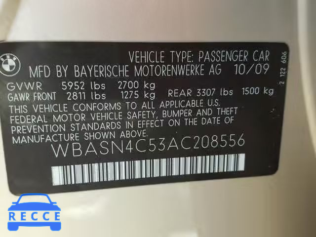 2010 BMW 550 GT WBASN4C53AC208556 зображення 9